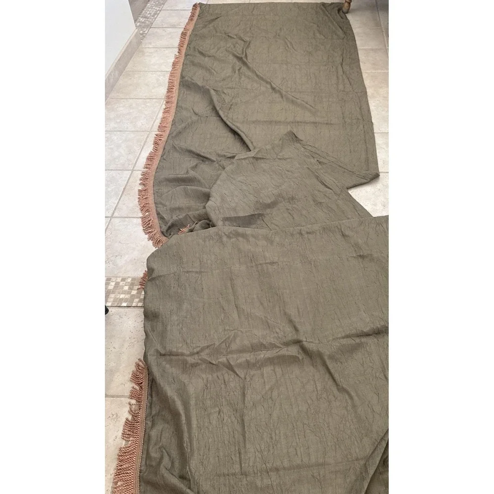 Croscill Scarf Valances Green Crinkle Fringed 2 at 215